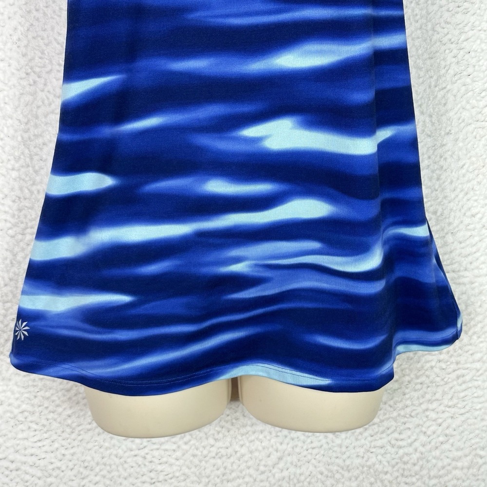 Athleta Tankini Swim Top Womens L Blue Racerback Shelf Bra Crossback Athletic - Picture 2 of 14